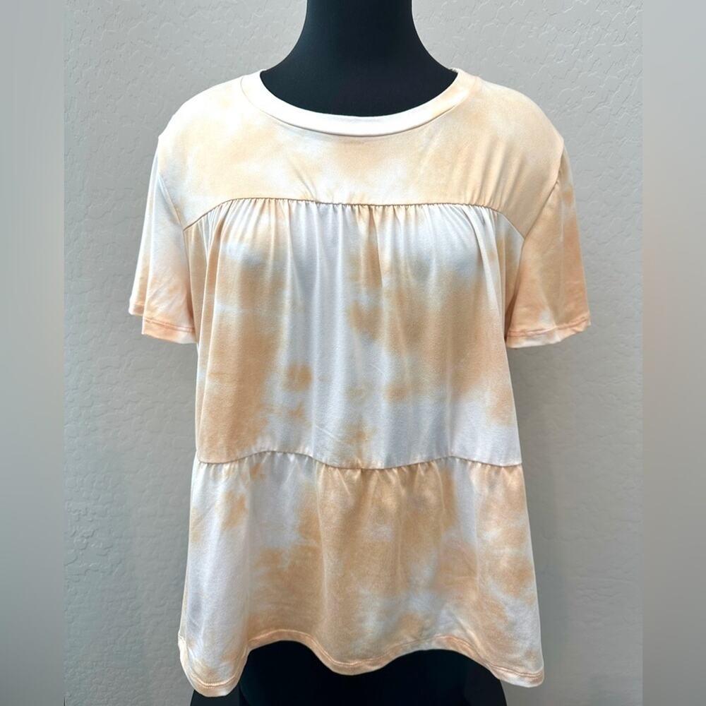 GOOD LUCK GEM | Tie Dye Babydoll Tunic Top Orange White | Size XL - Picture 2 of 5